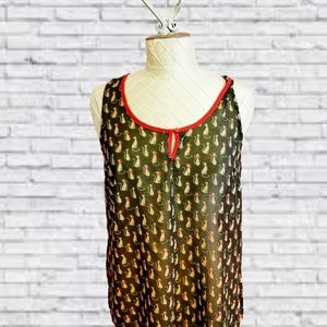 American Rag Cat Print Small Sheer Tank Top